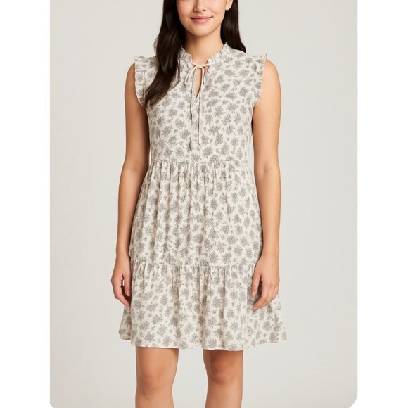 And Now This Boho VISCOSE Floral Ruffle Tiered Midi Dress Women’s Medium White S - Picture 1 of 15